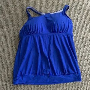 Lands end Women's Blouson Tummy Hiding Tankini Top Swimsuit